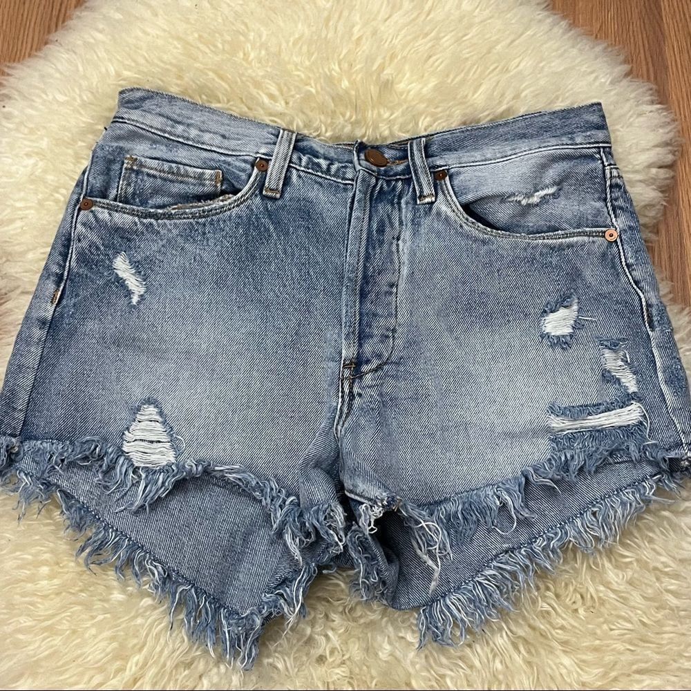 BLANK NYC Distressed High Rise Cut Off Shorts 27